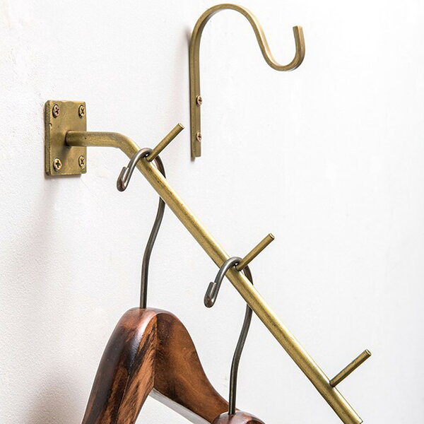 Three-hook iron wall hanger with antique finish for storage