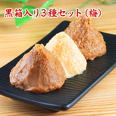 黒箱入り3種セット・梅を暮らし目線で見る｜贈り物にも使いやすい味噌セットのセール速報