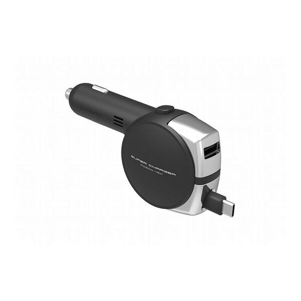 車内で2台同時充電。カシムラ DC-070の30W USB-Cとリール式を確認